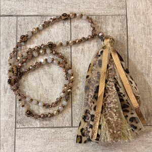 Leopard Tassel Beaded Necklace